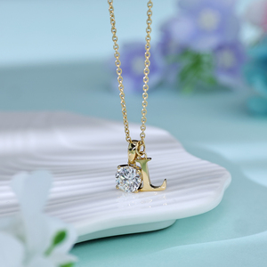 Custom 18K <b>Solid</b> Gold Letter Pendant <b>Necklace</b> 1 Carat IGI Certified Lab Grown Diamond Pendant Link Chain Wedding Luxury Jewelry - Product Image 6