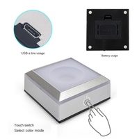 Base de lampe de nuit LED 3D en cristal avec interrupteur tactile, six lumières clignotantes, support carré, plaque d'affichage, base de lumière laser 3D en cristal
