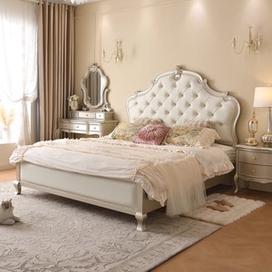 Lit de Luxe Léger Français <span class=keywords><strong>King</strong></span>/Queen avec Rangement, Cadre Confortable en Cuir Rembourré et Gain de Place pour Chambre Parentale - Product Image 1