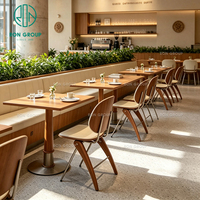 Ensemble de meubles commerciaux Ron Group, table ronde en bois, banquette en cuir rembourrée, ensemble table et chaises pour restaurant de restauration rapide