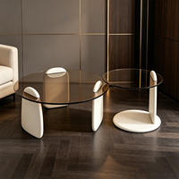 Table basse en verre trempé, mobilier de salon, nouveau style nordique, marron clair, luxe italien, minimaliste, durable, en promotion