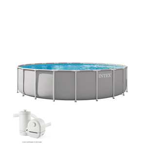 <span class=keywords><strong>Piscina</strong></span> Redonda <span class=keywords><strong>INTEX</strong></span> 26756 de 20 Pies x 52 Pulgadas con Marco Prismático, <span class=keywords><strong>Piscina</strong></span> Elevada con Marco Metálico Grande - Product Image 2