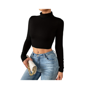 Haut formel vintage pour femmes à manches longues, col ouvert, imprimé, coupe ajustée, t-shirt classique, patchwork, broderie, 100% coton - Product Image 2