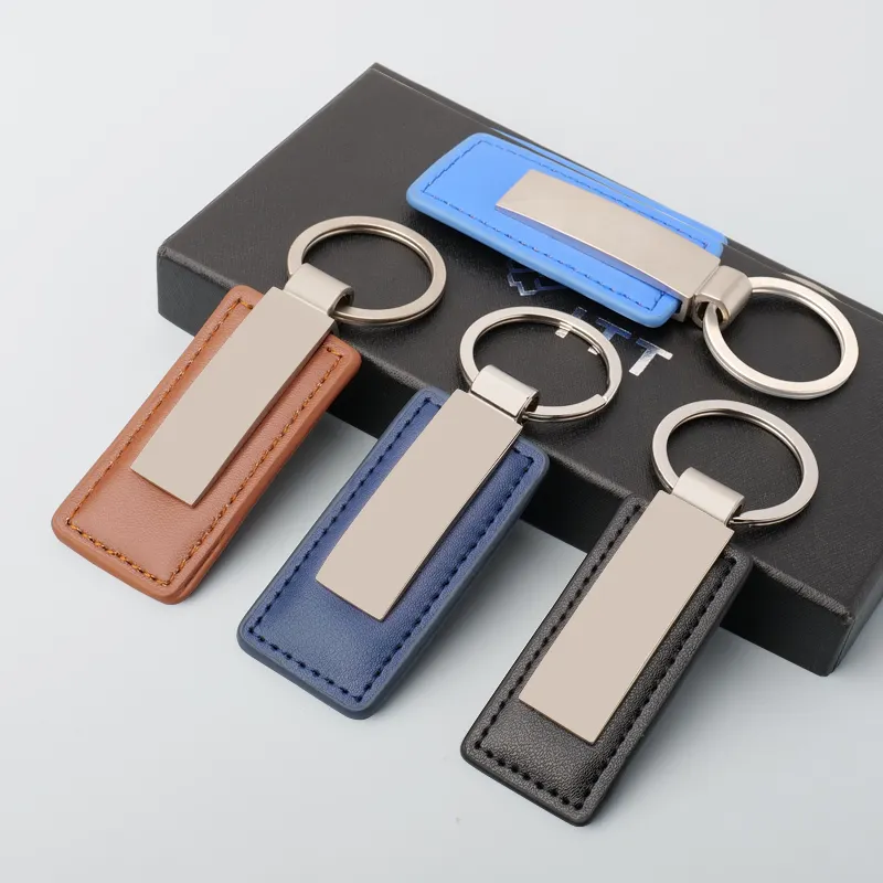 Custom Shaped Metal Personalized Promotional Souvenir OEM Leather Keychain with Logo