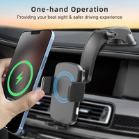 Soporte para Teléfono con Carga Inalámbrica Certificado QI, con Sujeción Automática y Diseño de Doble Bloqueo para el Tablero del Automóvil y el Parabrisas