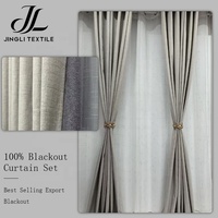 Rideau de fenêtre en polyester jacquard à œillets, occultant total, isolant thermique et phonique, écologique, aspect luxueux, couleur unie, pour l'export en gros