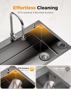 Homedec moderno 33x22 lavello da <span class=keywords><strong>cucina</strong></span> a goccia Nano spazzolato in acciaio inossidabile lavello a scomparsa <span class=keywords><strong>scarico</strong></span> rapido Anti-intasamento di <span class=keywords><strong>scarico</strong></span> - Product Image 5