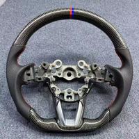 Setir Olahraga Kulit PU Serat Karbon dengan 3 Palang 50mm Grip untuk Trim Mazda 3/6/CX-5/Atenza/AXELA (2010-2021)
