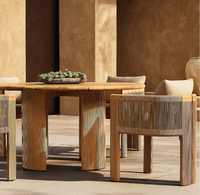 Ensemble de salle à manger d'extérieur en teck moderne de luxe, chaises empilables imperméables, table pour hôtel, villa, jardin, terrasse, restaurant