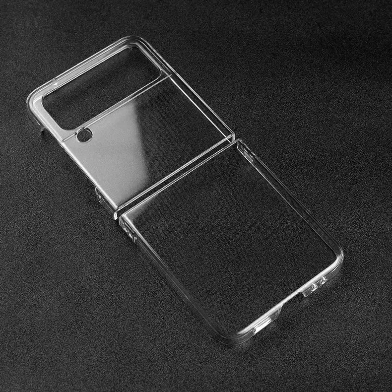 Premium full cover transparent clear hard PC folding phone case for Samsung Z Flip 4 5G case