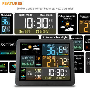 Moniteur météo électronique numérique pour la maison, station météo connectée pour une utilisation intérieure et extérieure avec thermomètre et hygromètre - Product Image 2