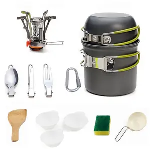Kit de utensilios de cocina para acampada, juego de utensilios de cocina ligeros y antiadherentes para pícnic al aire libre
