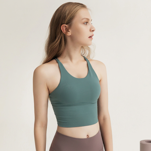 Women Criss Cross Multi Strap Cutout <b>Back</b> Yoga Crop Tank <b>Top</b> Padded Slim Fit Sports Bra <b>Low</b> Support Pilates Workout Vest OEM ODM - Product Image 2