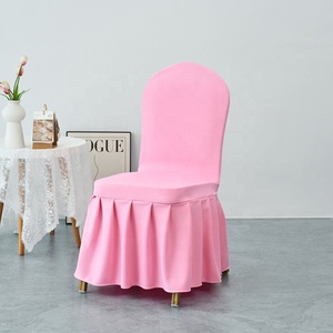 Fundas de <span class=keywords><strong>silla</strong></span> blancas lavables Universal boda Iglesia comedor banquete Protector con falda <span class=keywords><strong>larga</strong></span> cubiertas de <span class=keywords><strong>silla</strong></span> de banquete - Product Image 4