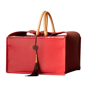 Nouvel An Écologique Style Chinois Carré Boîte-<span class=keywords><strong>Cadeau</strong></span> Haut De Gamme Vide En Cuir Texture Noël Printemps Festival Collations - Product Image 6