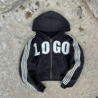 Sweat à capuche zippé surdimensionné 380 GSM 100 % coton, imprimé DTG vintage, design patch streetwear, tissu spécial, vêtements personnalisés pour hommes