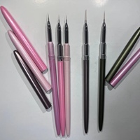 Offre Spéciale personnalisé cheveux Ultra-fins synthétiques/Kolinsky brosses à ongles doublure Extra mince Nail Art PVC poignée boîte emballage