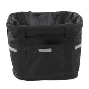 Panier de vélo pliable noir, fixation sur guidon, sac de rangement imperméable en toile pour vélos électriques pliants - Product Image 3