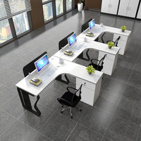 Poste de travail modulaire en L pour employés, avec chaise de bureau, en PVC et métal, convertible et modulable