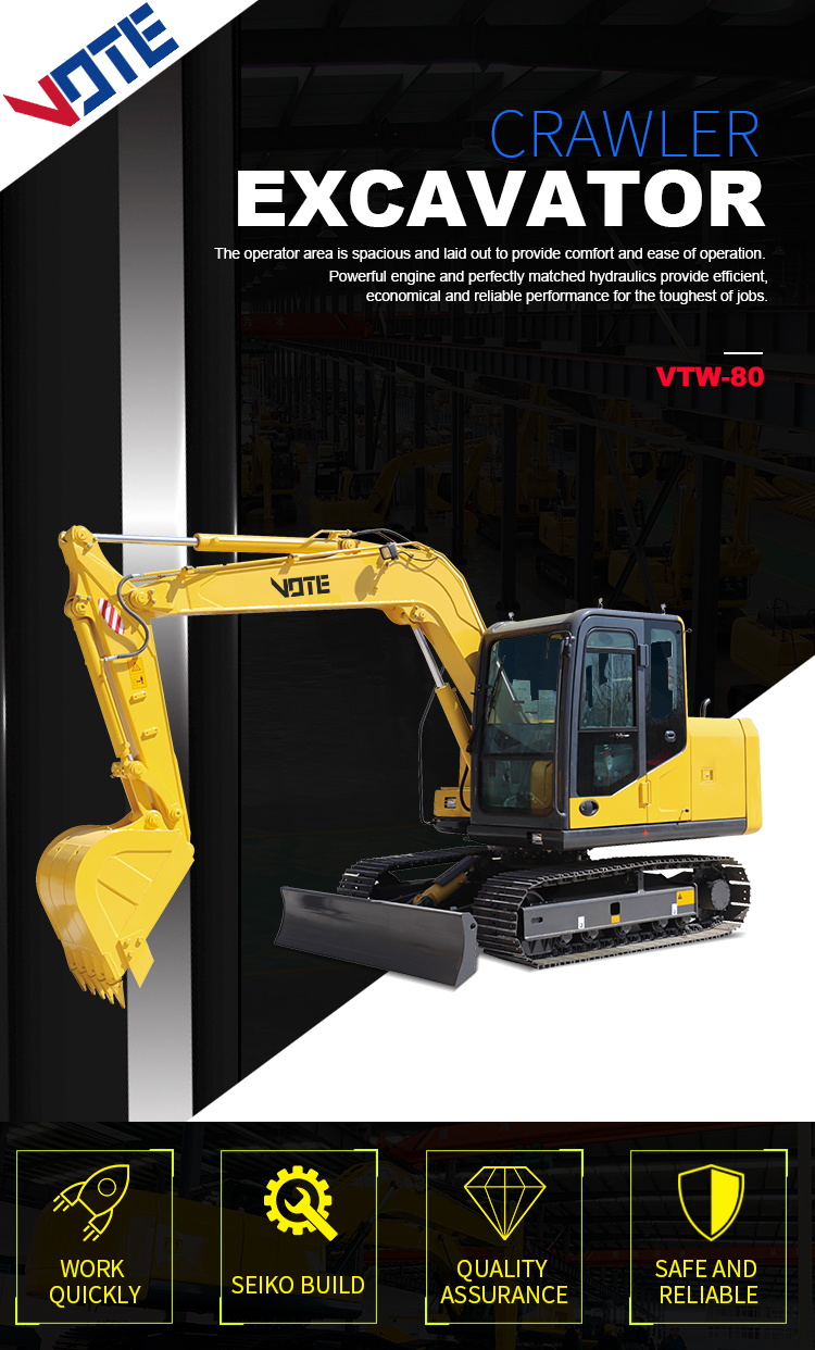 The 8 ton excavator small crawler hydraulic excavator for sale industrial earthwork medium digger Asia