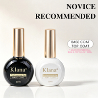 30ml KLANA Gel de finition et de base sans résidu, brillant, longue tenue, à retirer par trempage, pour lampe LED, nail art et manucure