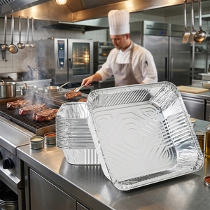 9'' X 13" Aluminum Pans Half Size Steam Table Deep Pans <strong>Tin</strong> Foil <strong>Trays</strong> with Foil Lids for Chafing Dish Buffet Catering Baking - Product Image 5