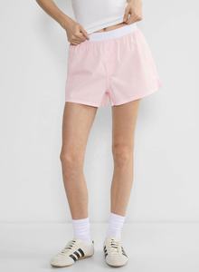 Pantalones Cortos de <span class=keywords><strong>Mujer</strong></span> Rosa de Moda OEM, Cintura Alta, Estilo Casual, con Bordado Técnico, Transpirables y de Corte Holgado - Product Image 2