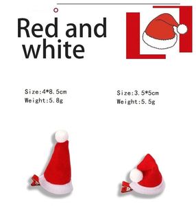 I-0112 Chapeau de Noël mignon, épingle à cheveux, accessoire de tête fait à la main, cadeau, petites pinces à cheveux de Noël courbées rouges - Product Image 5