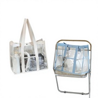 Sac de plage transparent pour les vacances, imperméable, grande capacité, pour la natation et les articles de toilette, sac fourre-tout à bandoulière en gelée