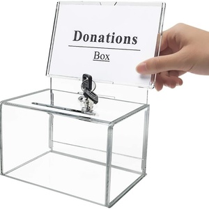 Custom Clear Acrylic Donation Ballot <b>Box</b> <b>Secure</b> Suggestion <b>Box</b> with Lock Customized Logo Silk-Screen Printed Custom Thickness - Product Image 1