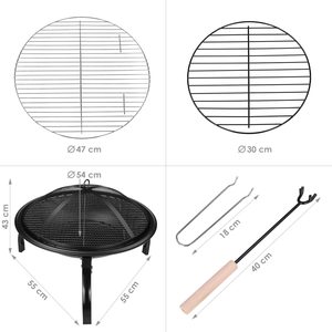 Garden Portable Round Steel <b>Fire</b> Bowl <b>Fire</b> <b>Pit</b> <b>with</b> Foldable Legs Smokeless Grill for Outdoor <b>BBQ</b> and Heating - Product Image 3