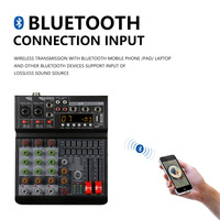 RK RV4 Mixeur transfrontalier 4 canaux avec 16 effets DSP intégrés, carte son, son surround 4 voies, sortie XLR/TRS, entrée USB, AC 100-240V