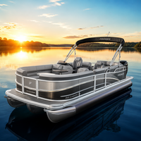 Bateau ponton en aluminium de 22 pieds, très bien coté, bateau de loisirs personnalisé avec un design de pont spacieux