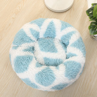 Lit-caverne pour animaux de compagnie (chiens et chats) en peluche longue rayée, apaisant et anti-anxiété, avec logo personnalisé, faible MOQ, OEM ODM, marque privée