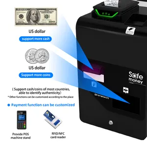 Aceptador y reciclador de billetes/monedas de inserción a granel de pantalla plana personalizada de 10,1 pulgadas con impresora de recibos quiosco de cambio de moneda