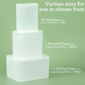 YUZMEI Boîte de 300 cotons-tiges en plastique, support pour cotons-tiges, boîte de rangement pour cotons-tiges, lingettes pour ongles, démaquillant de <span class=keywords><strong>voyage</strong></span>, étui de rangement pour tampons démaquillants - Product Image 5