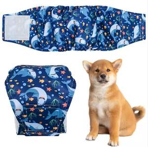 Bande abdominale réutilisable pour chien, couche lavable pour chien mâle, couche en tissu imprimé, différents modèles, couche pour chien mâle - Product Image 1