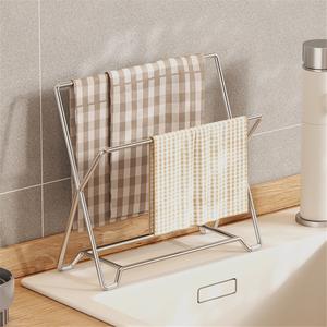 Égouttoir de cuisine moderne en acier inoxydable 304, double étanchéité, pour torchons, éponges et savon, idéal pour rebord de fenêtre étroit - Product Image 1