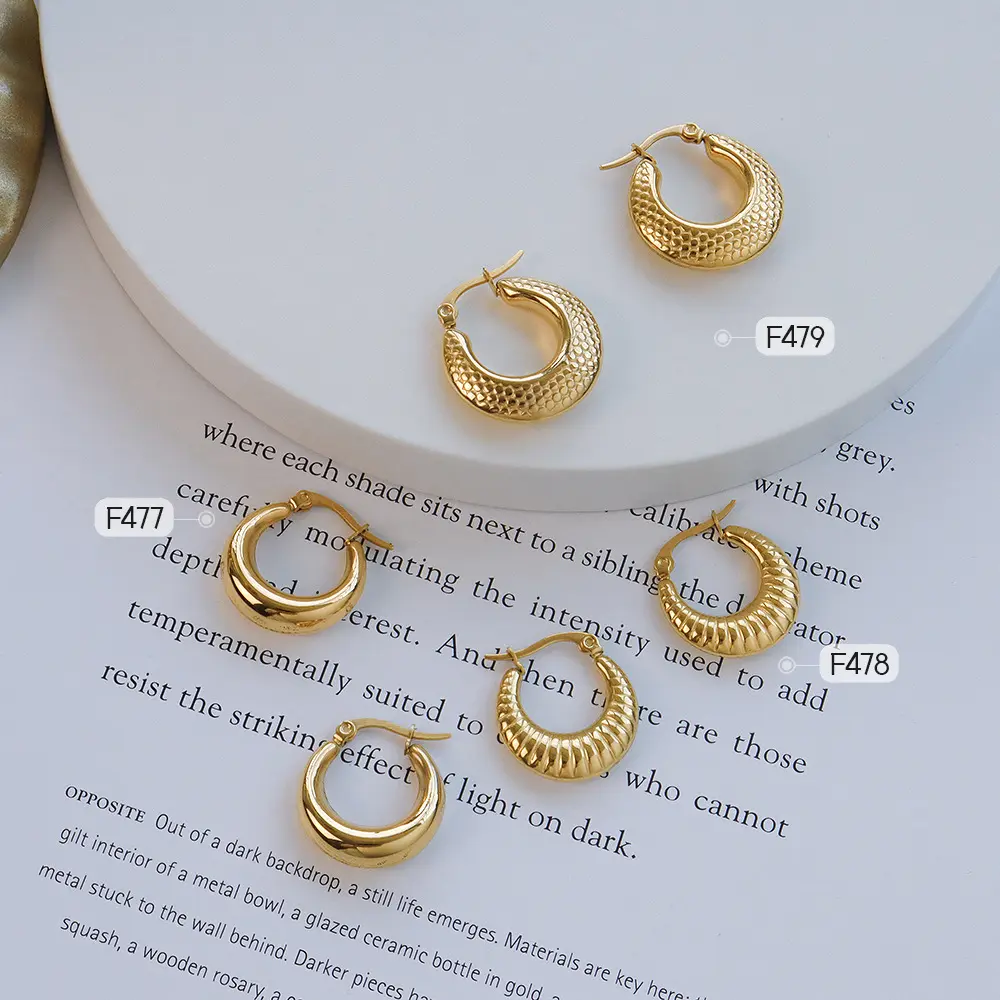 Anting-anting huggies polos berlapis emas 18k gratis tarnish mode euro grosir anting-anting hoop geometris untuk wanita