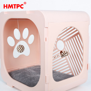 HMTPC Cat Cage Pink Foldable <b>Plastic</b> Quadratic Pet Bed For Cats - Product Image 4