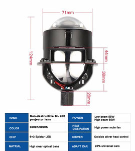 Lentille de phare projecteur Bi-LED 2,5 pouces à montage direct, système d'éclairage automobile 12V refroidi par ventilateur - Product Image 6