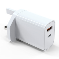 Cargador Rápido GaN PD de 30W Personalizado con Enchufe para Reino Unido, Certificado UKCA, Adaptador de Carga de Doble Puerto A+C, Compatible con Teléfonos Inteligentes iPhone