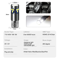 Hochwertige 2W 12v 6000k 18smd 2014 RGB-Lampen Auto W5w Innen Auto Lampe Canbus LED Para T10 194 168 Lese lampe