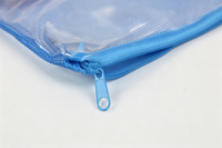 Sac à fermeture éclair en PVC transparent bleu, pochette en maille transparente imperméable pour fournitures scolaires, documents, articles de toilette, cosmétiques, maquillage