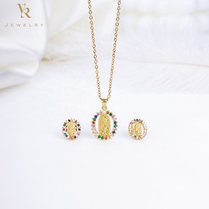 Bông Tai Vòng Cổ Mayo Laminado 18K Tay Nghề Chuyên Nghiệp FS4045-2 Bộ Trang Sức Thời Trang Biểu Tượng Đức Mẹ Đồng Trinh Mary - Product Image 1