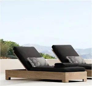 Luxury Solid Wood Outdoor Garden Furniture Modern Design Beach <strong>Sunbed</strong> Patio Chaise Lounge Waterproof <strong>Cushion</strong> for Hotels Villas - Product Image 2