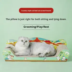 Divano Letto per Gatti Extra Large in Carta Non Sfilacciante, Tiragraffi, Chaise Longue con Motivo Gatto Cartoon, Giocattolo Multifunzione per Gatti - Product Image 3