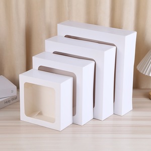 Imee hộp bánh vuông màu trắng cửa sổ rõ ràng <span class=keywords><strong>8</strong></span> 10 12 14 inch hộp giấy bật lên dán sẵn cho Bánh Ngọt Bánh kẹo bánh quy - Product Image 2