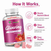 Gummies Beauté Éclatante Kératine Biotine Collagène Soutien Quotidien Éclat Vegan Formule Personnalisée Marque Privée Fournisseur Usine OEM ODM
