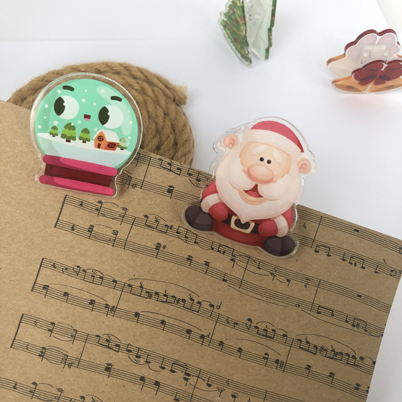 Высококачественный Рождественский милый акриловый зажим канцелярские принадлежности Зажим